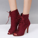 Women Suede Mesh fish mouth sandals