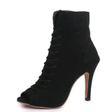Women Suede Mesh fish mouth sandals