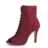 Women Suede Mesh fish mouth sandals