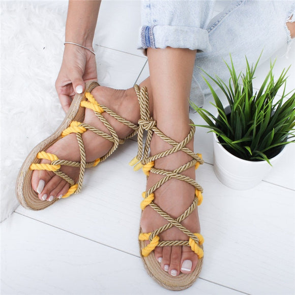 Rome Stagger Hemp Rope  Sandals