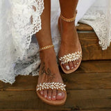 Crystal  Flat Heels Gladiator Sandals