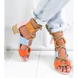High Square Heel Pointed Fish Mouth Sandal