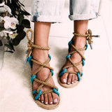 Rome Stagger Hemp Rope Women Sandals