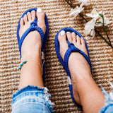 Non-slip Hemp Platform Flat Slippers