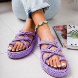Non-slip Hemp Platform Flat Slippers