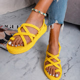 Non-slip Hemp Platform Flat Slippers