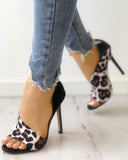 Leopard Sandals Solid Color