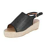 LOOZYKIT 2019 Summer Women Hemp Sandals Fashion Female Beach Shoes Wedge Heels Shoes Comfortable Platform Shoes Buckle Strap