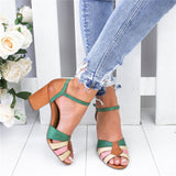 Strap Heel Peep Toe Chunky Sandals