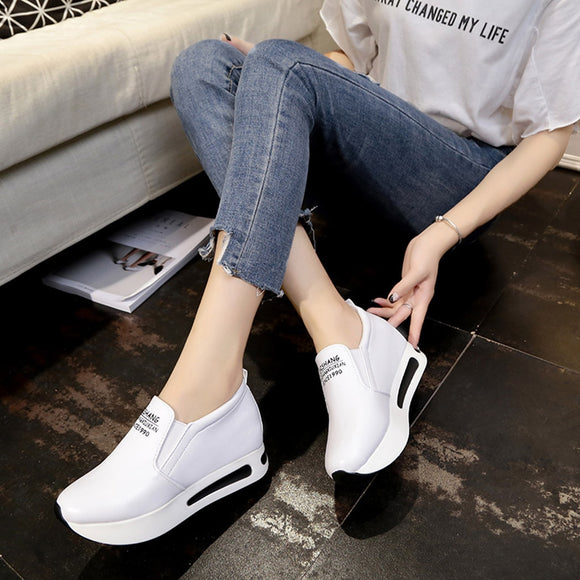 women sneakers   Casual Solid Thick Platform Sport Shoes