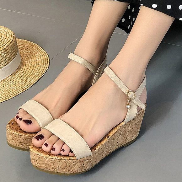 MUQGEW platform wedges Sandal for woman classics buckle strap Non-slip Sandal woman shoes summer Fashion platform wedges Sandal